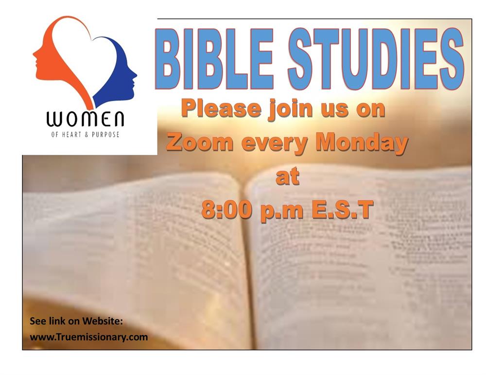 Bible Studies 2021 - Please join us on zoom every Monday at 8pm